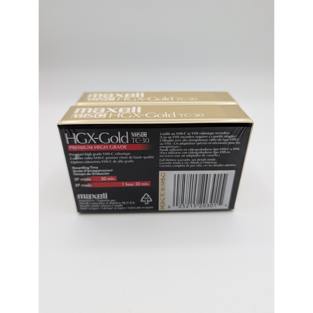 2 PACK Maxell Camcorder Video Tapes VHS-C TC-30 HGX Gold Premium High Grade - Picture 5 of 5